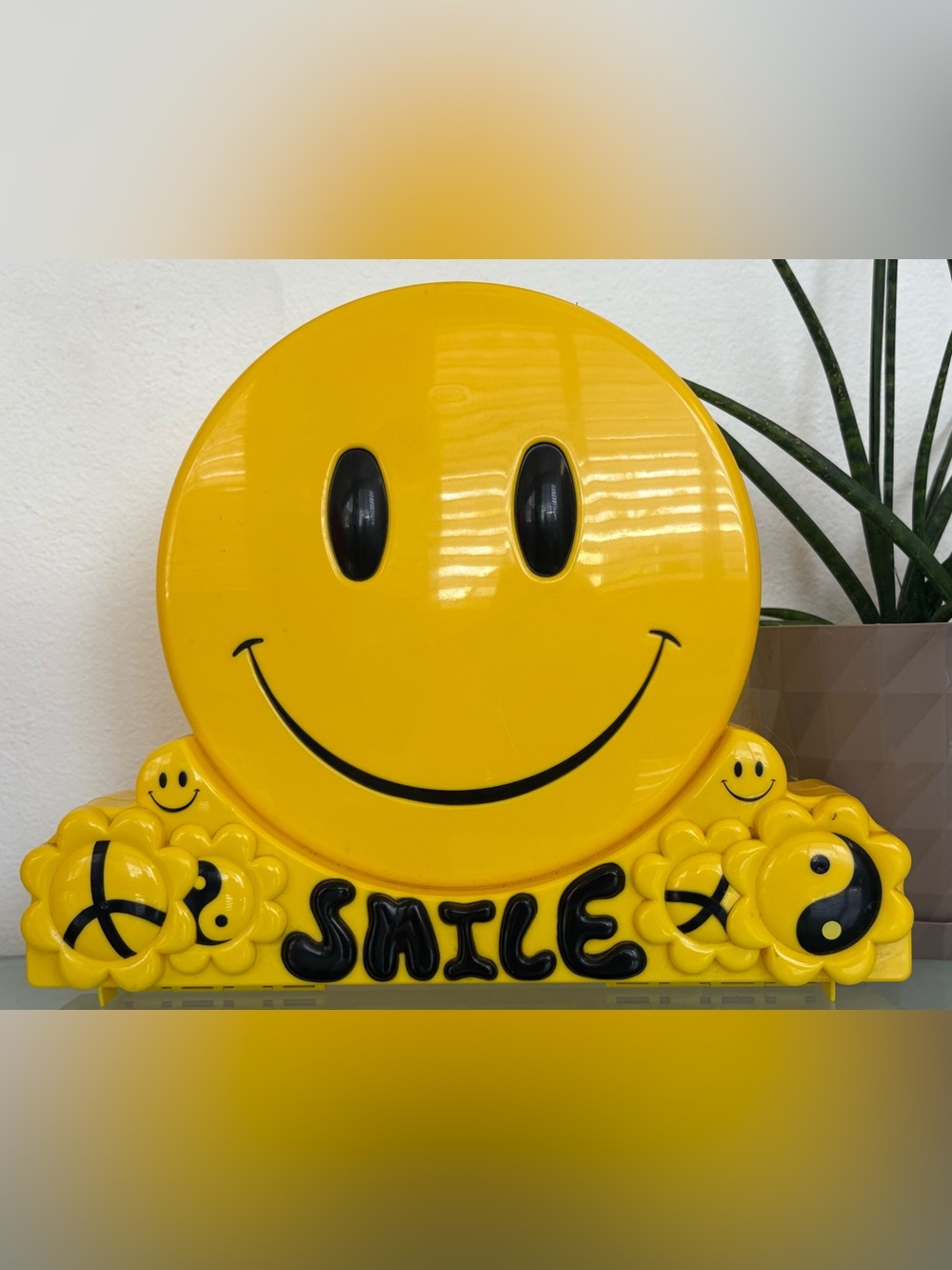 Vintage Large Plastic Smiley Stationary Carrying Case or Decor